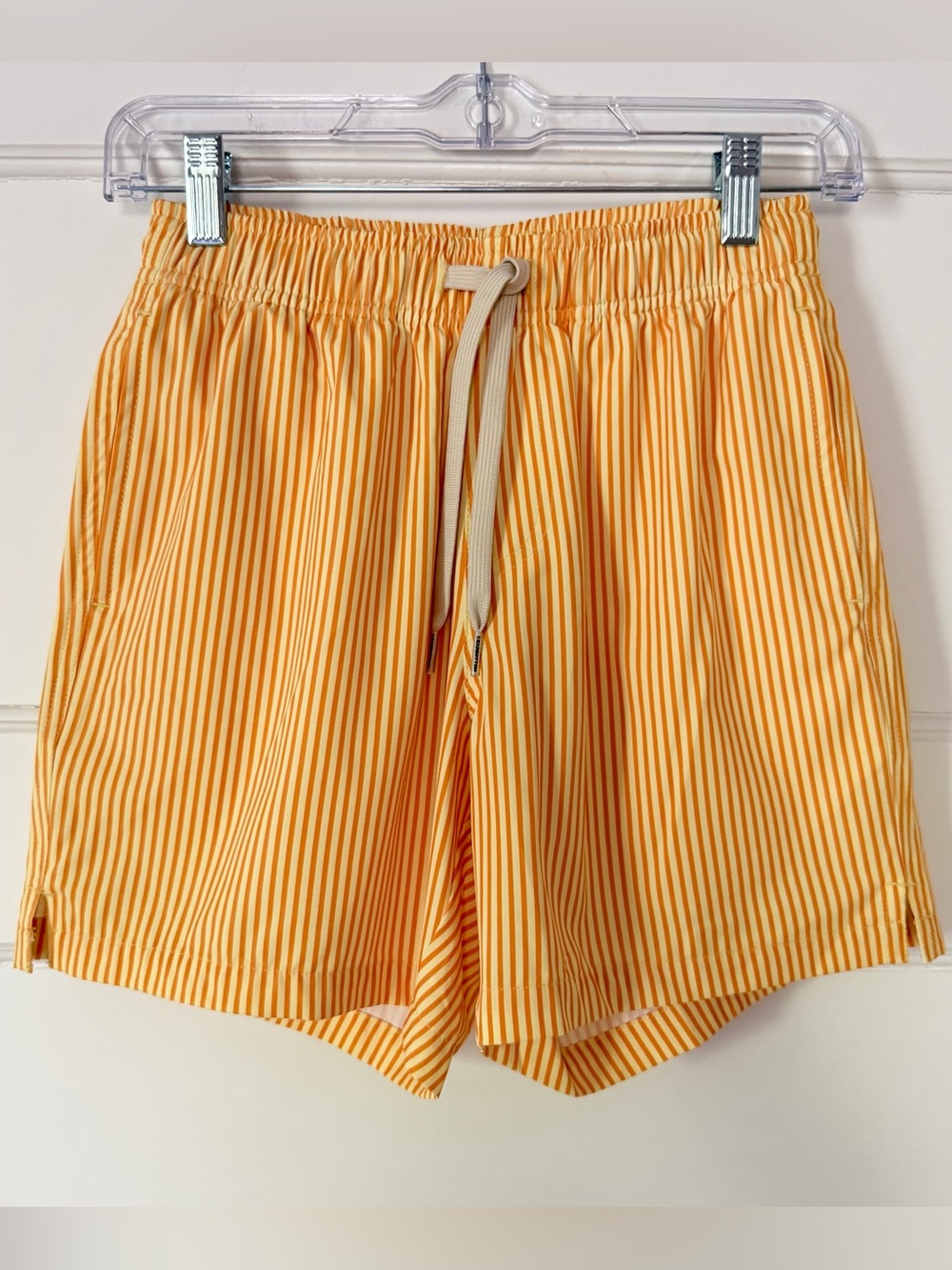 Bearbottom Men’s Swim Trunks Small 5.5” Orange Stripe NWOT